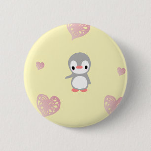 Cozy Heart Warming Penguin 6 Cm Round Badge