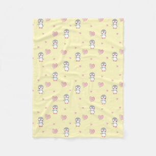 Cozy Heart Warming Penguin Fleece Blanket