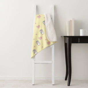 Cozy Heart Warming Penguin Sherpa Blanket