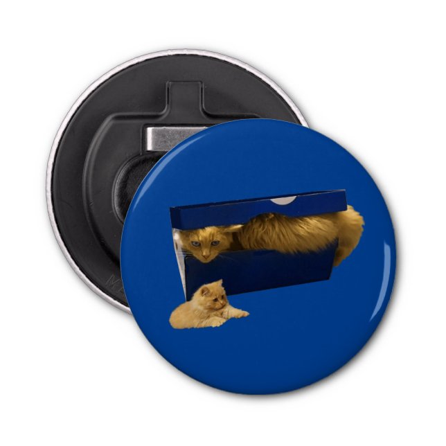 "Cozy Hideaway: The Ginger Cat in the Shoe Box" Bottle Opener (Front)
