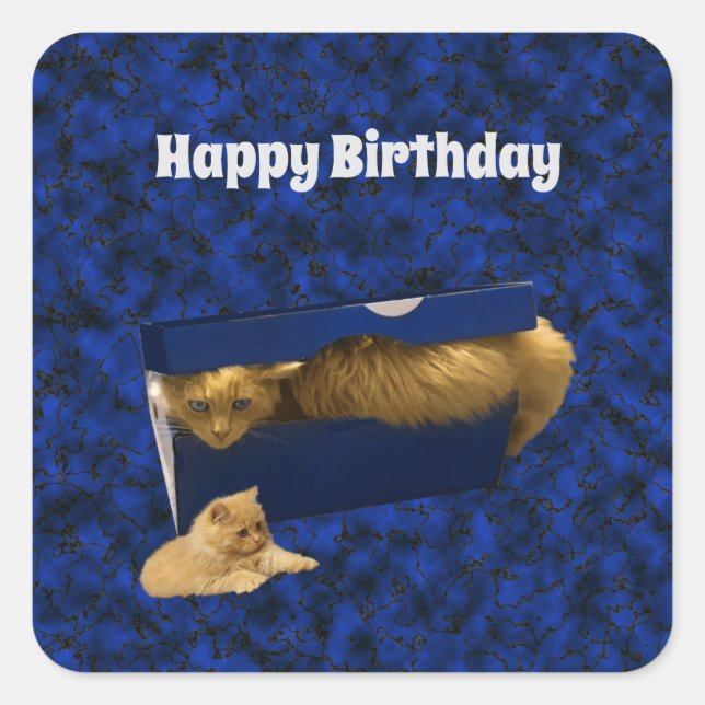 "Cozy Hideaway: The Ginger Cat in the Shoe Box" Square Sticker (Front)