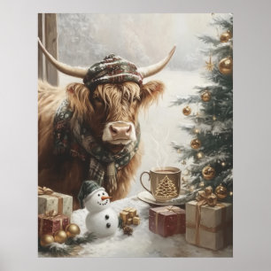 Cozy Highland Cow Christmas Farmhouse Wall Art