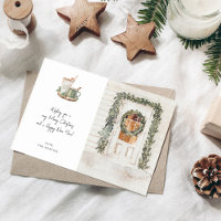 Cozy Holiday Door, Hot Drink Holiday Card