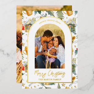 Cozy Holiday Illustrated Print with Two Photos