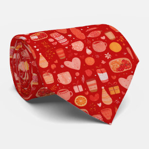 Cozy Holiday Mugs and Gifts Red Pattern Tie