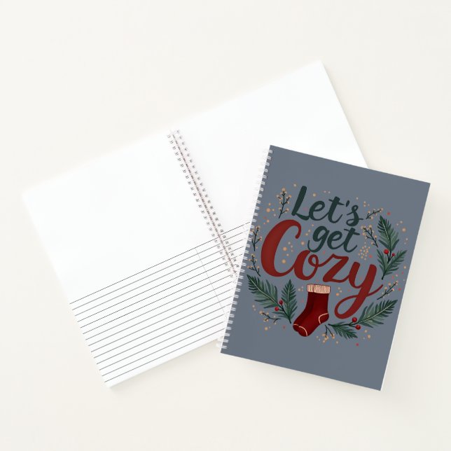 Cozy Holiday Pine Berry Lettering Notebook (Inside)
