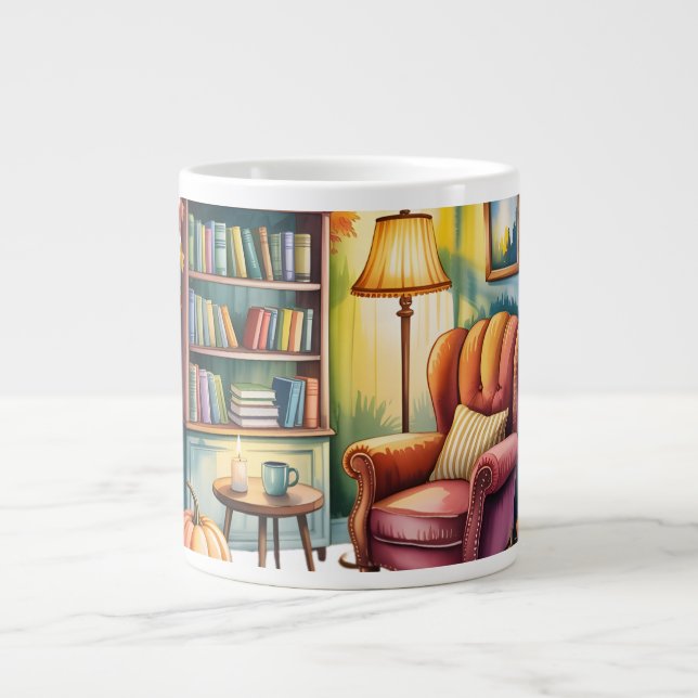 Cozy Home Reading Bouteilles — Framed Wall  Large Coffee Mug (Front)