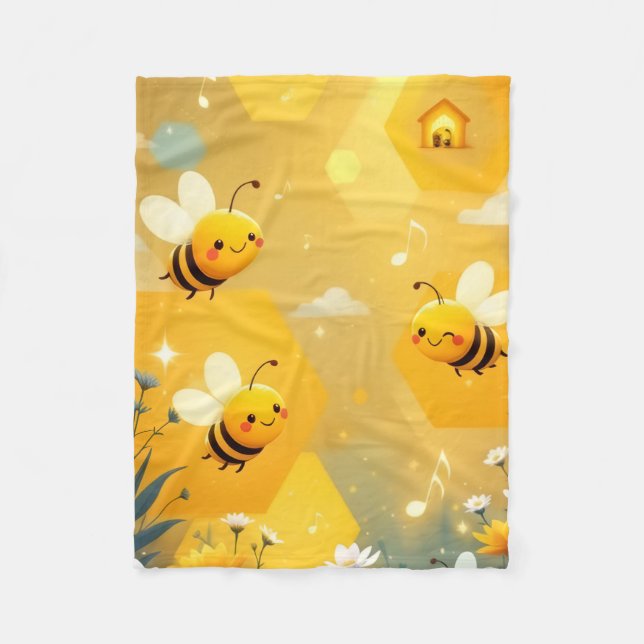 Cozy Honey Bee Garden Throw Blanket (Front)