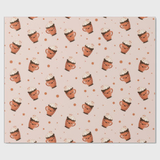 Cozy Hot Chocolate - Cute Mug Pattern with Whipped Wrapping Paper