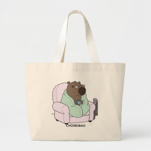 Cozy illustrations for very tired adults. large tote bag