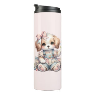 Cozy Kawaii Cottagecore Farmcore Puppy Style Thermal Tumbler