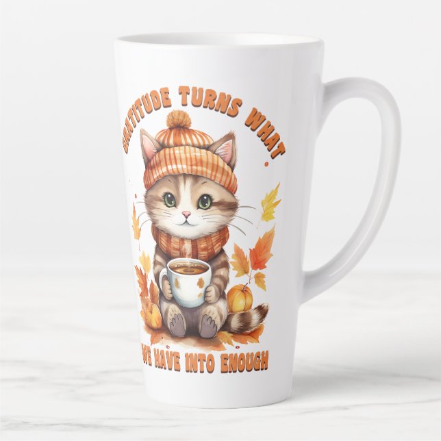 Cozy Kitten in Fall Comfort Latte Mug (Right)