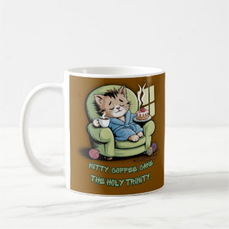 Cozy Kitten with Coffee and Cake – Funny Cat Mug