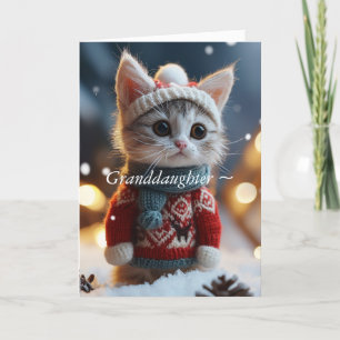 COZY KITTY GRANDDAUGHTER CHRISTMAS CARD