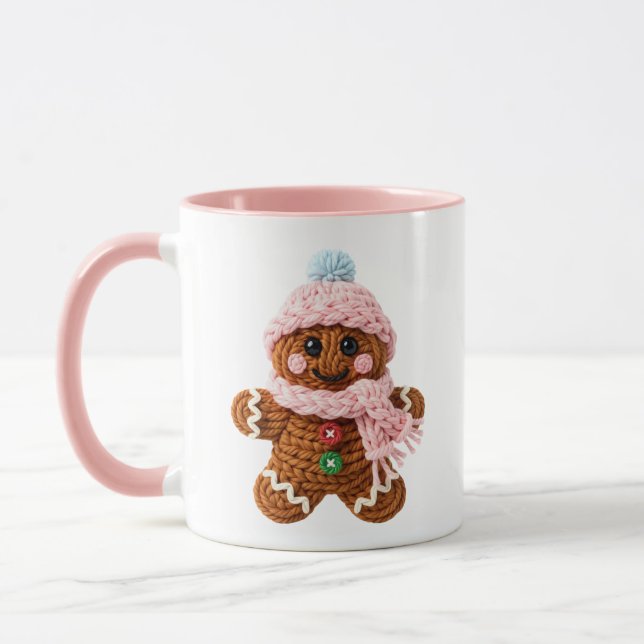 Cozy Knitted Gingerbread Winter Character Mug (Left)