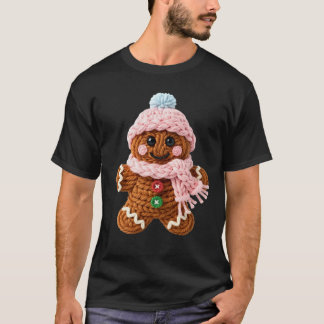 Cozy Knitted Gingerbread Winter Character T-Shirt