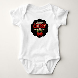Cozy knitted-style typography and adorable cherry baby bodysuit