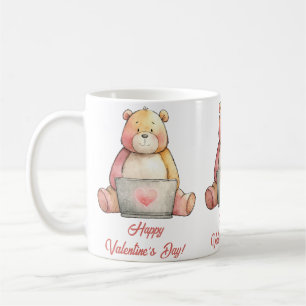Cozy Laptop Bear Valentines Design Coffee Mug