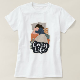 Cozy Life – Woman Resting in Bed T-Shirt