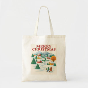 Cozy Merry Christmas Winter Village Tote Bag