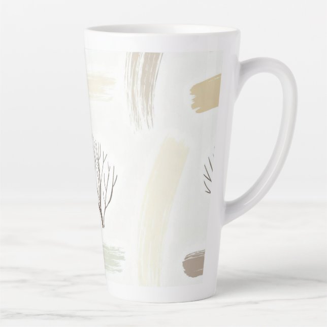 Cozy  Minimal Winter Aesthetic Pattern   Latte Mug (Right)