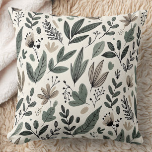 Cozy Minimalist Botanical Leaf Pattern Cushion