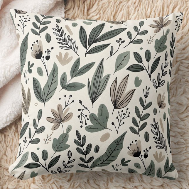 Cozy Minimalist Botanical Leaf Pattern Cushion (Creator Uploaded)