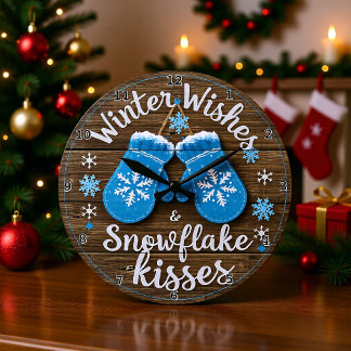 Cozy Mittens Winter Wishes Large Clock
