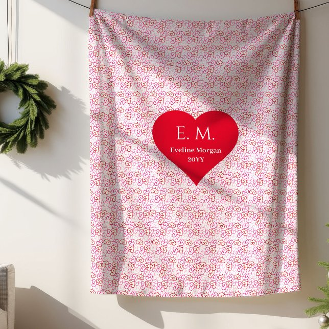 Cozy Modern Red Hearts Personalized Valentine Gift Sherpa Blanket (Cozy Modern Red Hearts Personalized Valentine Gift Sherpa Blanket)
