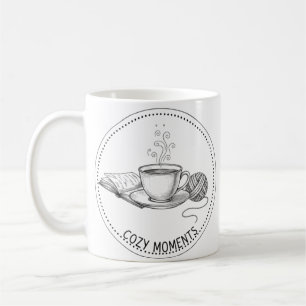 Cozy Moments Coffee Book & Knitting Minimal ART Mug