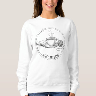 Cozy Moments Coffee Book & Knitting Minimal ART Sweatshirt