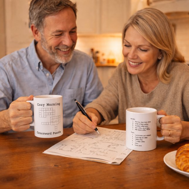 "Cozy Morning" Coffee Crossword Puzzle Coffee Mug (Creator Uploaded)
