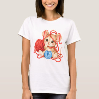Cozy Mouse with Yarn Ball T-Shirt