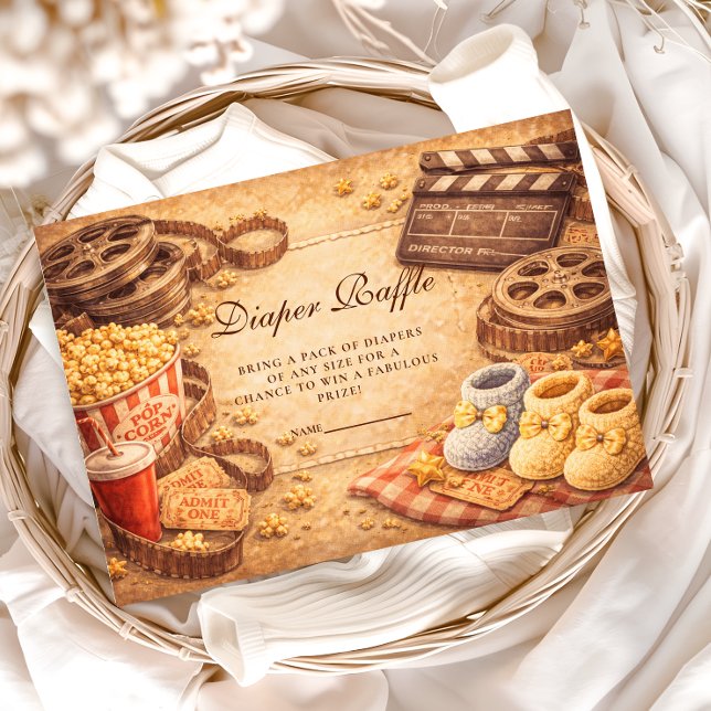 Cozy Movie Night Baby Shower Diapper Raffle Enclosure Card (Creator Uploaded)