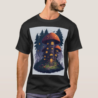 Cozy Mushroom Cottage in a Magical Forest T-Shirt