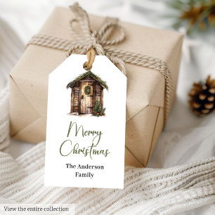 Cozy Neutral Rustic Beige Watercolor Christmas  Gift Tags