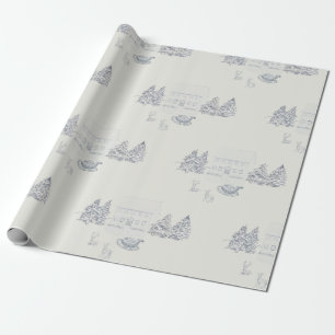 Cozy New England Christmas Home (Large Scale) Wrapping Paper