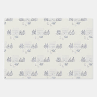 Cozy New England Christmas Home Wrapping Paper Sheet