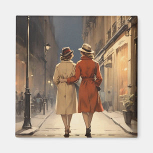 Cozy Night Walk for a Lesbian Couple Magnet