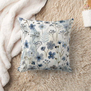Cozy Organic Blue Forget-Me-Not Floral Design Cushion