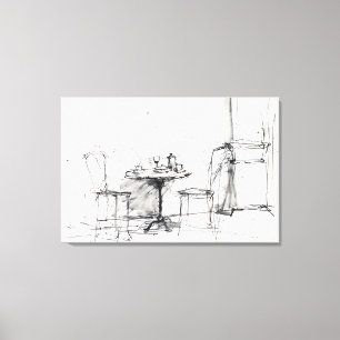 Cozy Outdoor Café Table – Relaxing Coffee Canvas Print