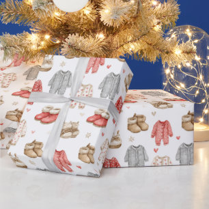 Cozy Pajamas Boho Babyshower Pattern Wrapping Paper