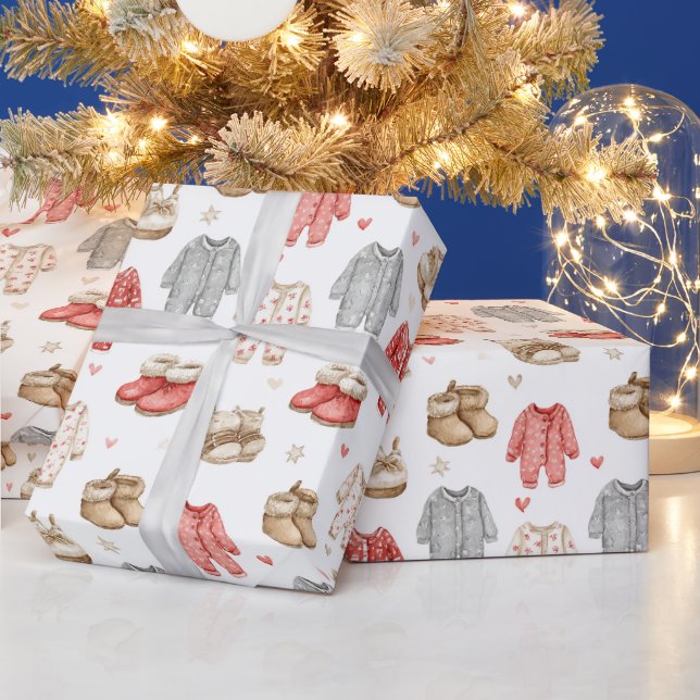 Cozy Pajamas Boho Babyshower Pattern Wrapping Paper (Holidays)