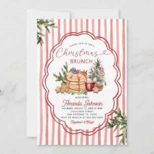 Cozy Pancakes & Holiday Pine Christmas Brunch Invitation