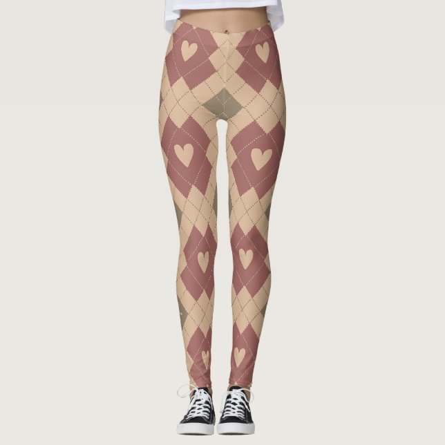 Cozy Patchwork Hearts Leggings (Front)