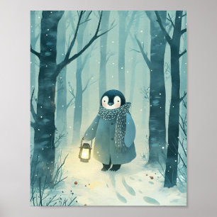 Cozy Penguin – Winter Nursery Wall Art Poster