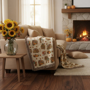 Cozy Personalized Name Halloween Autumn Throw Blanket