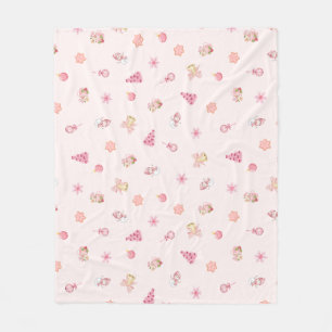 Cozy Pink Christmas Pattern Fleece Blanket