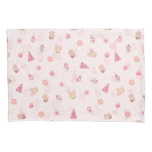 Cozy Pink Christmas Pattern Pillowcase