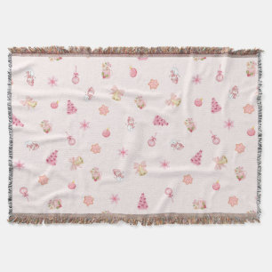Cozy Pink Christmas Pattern Throw Blanket